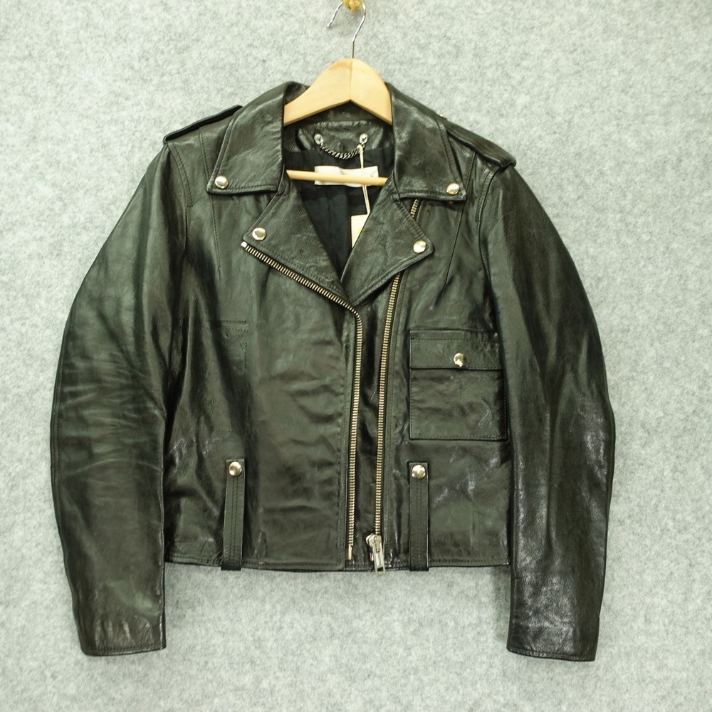 Golden Goose Womens Biker Jacket SMALL Black Italian Luxury Crop Moto NEW $1624